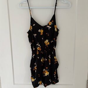 Floral Black Romper